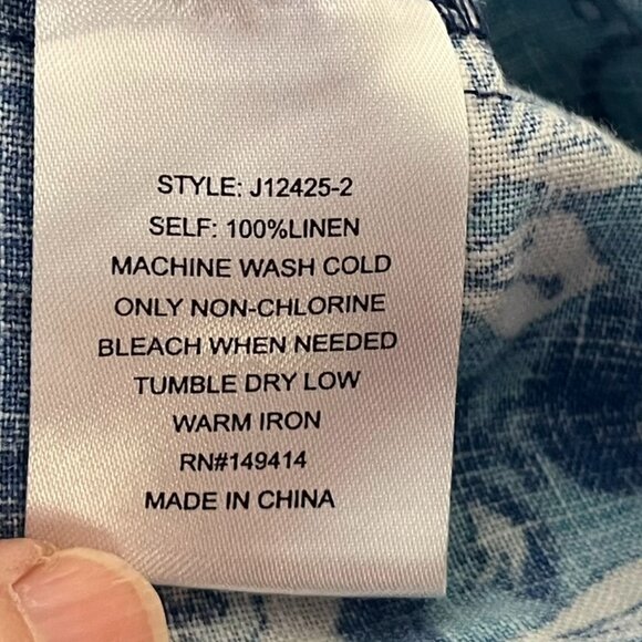 Johnny Was XXL Top Linen Blouse Blue - Picture 6 of 9